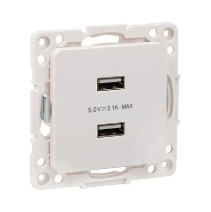 Фото №3 Механизм розетки USB 2-м Стокгольм 2.1А бел. PROxima EKF EYR16-028-10-2USB