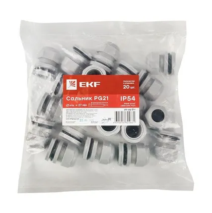 Фото №3 Сальник PG21 IP54 d отв. 27мм/d провод. 13-18мм PROxima EKF plc-pg-21-r