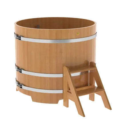 Фото №0 Купель для бани из лиственницы круглая  D = 1,17 м (натуральная, полимерное покрытие, H = 1,0 м)