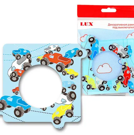 Фото №0 Накладка декоративная для выключателя 149х136 акриловая 'машинки' LUX 043