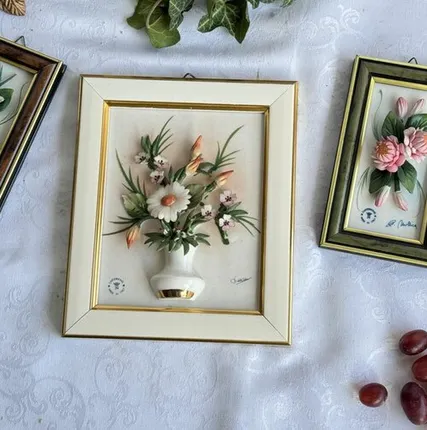 Фото №0 Панно настенное Цветы 16х19 см кападимонте Италия уценка