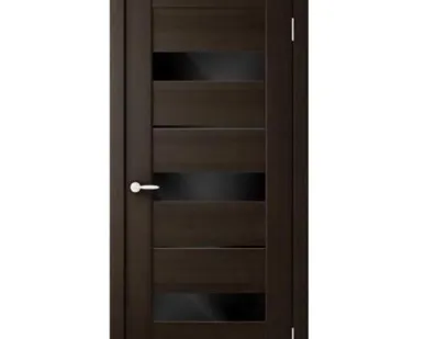 фото Дверь межкомнатная 200 (La Stella) черное стекло, экошпон, Дуб Мокко 2000х800мм