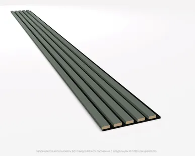 фото Акустическая реечная панель – Оливковый зеленый - Черный - 2400 мм - Половинка