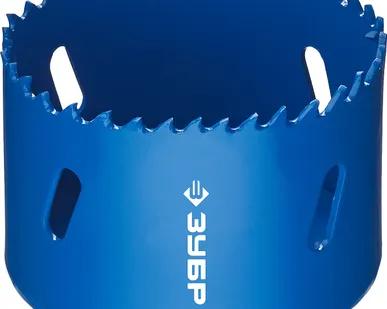 фото Коронка 64 мм биметаллическая Зубр 29531-064 глубина 38 мм, резьба 5/8