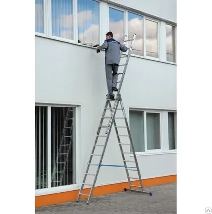 Фото №0 Лестница трехсекционная алюминиевая 3*15