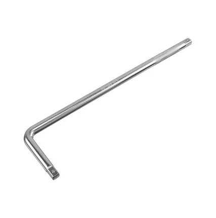 Фото №0 Вороток Г-образный, 375х100 мм, квадрат 1/2", СrV, матовый хром, Denzel, 1 шт