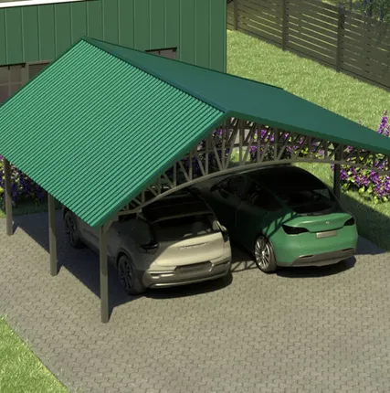 Фото №0 Двускатный навес №20 из профнастила 6,5х6,3 м