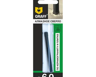 фото Сверло алмазное STANDART GRAFF, по керамограниту и плитке, 6мм, в блистере