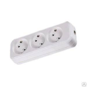 фото Колодка TDM 3 розетки 2П б/з 10А 250В, белая