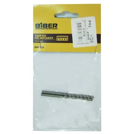 Фото №0 Сверло по металлу BIBER, HSS Премиум, 3.2мм (уп.2шт)