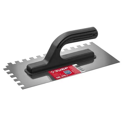 Фото №0 Гладилка ЗУБР с пласт. ручкой 130*270мм, 10*10мм.