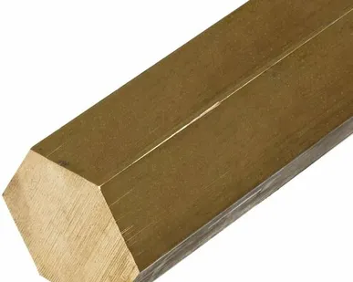 фото Латунный шестигранник Л63 д.32 мм длина 100 мм. Шестиугольный пруток из латуни.