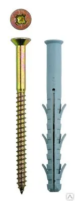 Фото №0 Рамный дюбель ЗУБР, нейлон., желтопасс.шуруп, шлиц Pz, №5, 10х135 50шт