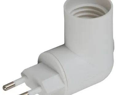 фото Переходник E27-S вилка-E27 с выкл. бел. ЭРА Б0027981