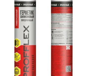 фото Герметик силиконовый универсальный бесцветный PROFFLEX (260мл) (15шт)