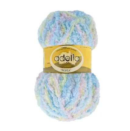 Фото №0 Пряжа ADELIA "SOFIA" 100% полиэстер 50 г 90 м №01 розов/желт/голубой