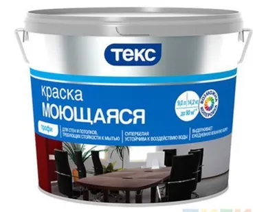 фото Краска ВД моющаяся супербелая "Текс" ПРОФИ 9л (14,2кг)