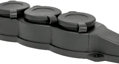 фото Розетка 3-м 16А IP44 2P+PE 230В с защ. крышками каучук EKF RPS-015-16-230-44