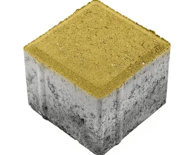 фото Тротуарная плитка Берит Квадрат Желтая 100х100х80 на сером цементе