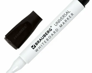 фото Маркер стираемый на магните со стирателем для белой доски ЧЕРНЫЙ,BRAUBERG "UNIVERSAL", 3 мм, 152490