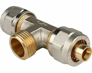 фото Тройник-переходник STOUT с наружной резьбой 1/2 х16 для металлопластиковых труб винтовой