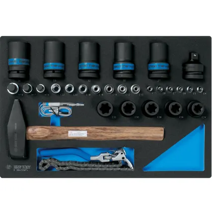 Фото №8 Набор ударных головок 1 quot;, головок Torx Е-стандарт, молоток, съемник, тестер, ложемент, 30 предметов KING TONY 9-99430MFV