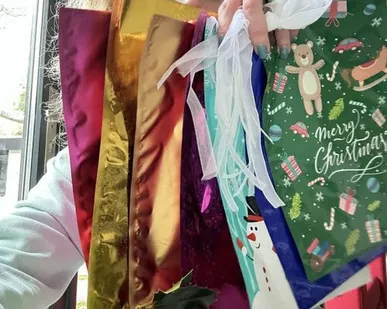 фото Пакет новогодний 32х24 см Звезды розовый