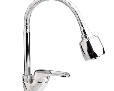 фото Смеситель для кухни VODEN/CALORIE 8924 А27, гибкий гусак, бок. ручка без подводки