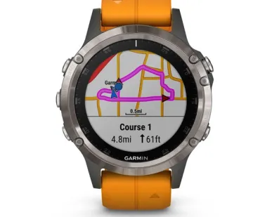 фото Часы Garmin Fenix 5 Plus Sapphire титановый с оранжевым ремешком Россия