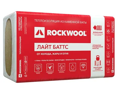 фото Каменная вата Rockwool Лайт Баттс (1000x600х50мм) 10 шт. 6м2 (0.3м3)