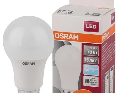фото Лампа светодиодная LED STAR CLASSIC A 75 8.5W/840 8.5Вт грушевидная 4000К нейтр. бел. E27 806лм 220-240В матов. пласт. OSRAM 4058075086647