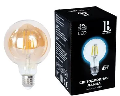 фото Светодиодная лампа L&B 8W 800Lm 3000K E27 E27-8W-G95-WW-fil gold