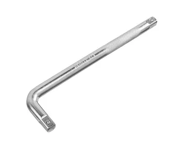 фото Вороток Г-образный, 250х50 мм, квадрат 1/2", СrV, матовый хром, Denzel, 1 шт
