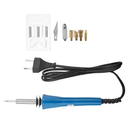 Фото №0 Выжигатель (набор паяльник - выжигатель), пирограф, 30Вт, 230В, 420-450°C, 6 насадок, блистер REXANT