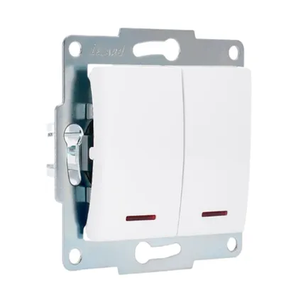 Фото №0 LEZARD Механизм выключателя 2-кл. 1п СП Karina 10А IP20 с подсветкой бел. 707-0288-112 LEZARD