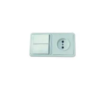 фото Блок БКВР-038 Бэлла (2-кл. выкл. + розетка) Кунцево 5827