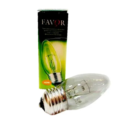 Фото №0 Лампа накаливания FAVOR B36 40W E27 CL свеча прозрачная