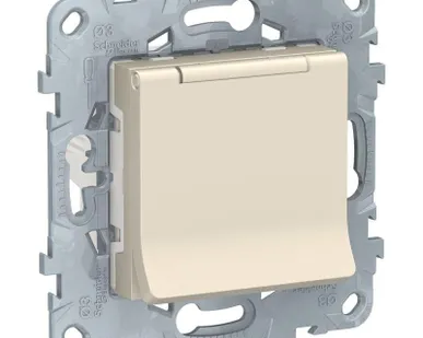 фото Механизм розетки UNICA NEW с защ. крышкой защ. шторки с заземл. 16А 250В IP40 беж. SchE NU503744TA