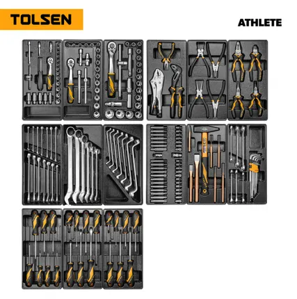 Фото №0 Набор инструментов 189 предметов, quot;ATHLETE quot;, для тележки, 15 ложементов TOLSEN TT85412-189