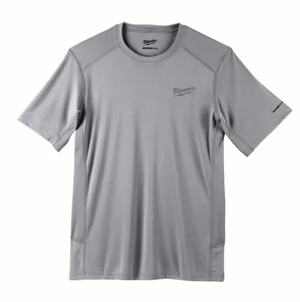 Фото №0 Тёплая рубашка нательная с короткими рукавами Milwaukee серая WWSSG-M