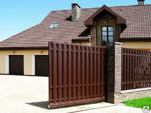фото Откатные ворота из евроштакетника