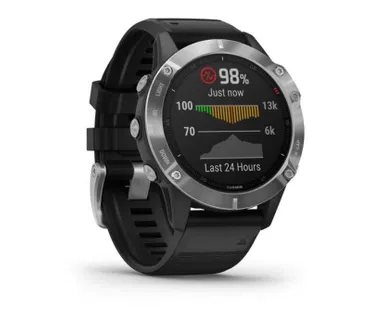 фото Часы Garmin Fenix 6S серебристые с черным ремешком