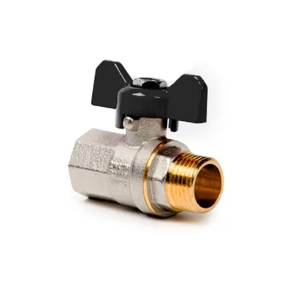 Фото №0 Кран шаровой ручка бабочка, латунь, внутренняя/наружная резьба 1",PN40 никель, RTP