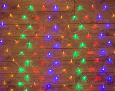 фото Гирлянда Сеть "НЕТ ЛАЙТ" 1х1.5м 96LED 6Вт 220В IP20 (с контроллером 8 программ) мульти.; черн. провод NEON-NIGHT 215-119-6