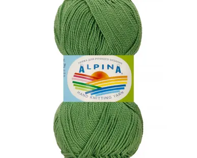 фото Пряжа ALPINA "HOLLY" 100% мерсеризованный хлопок 50 г 200 м №099 зеленый