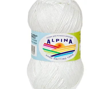 фото Пряжа ALPINA "SATI" 100% мерсеризованный хлопок 50 г 170 м №001 БЕЛЫЙ