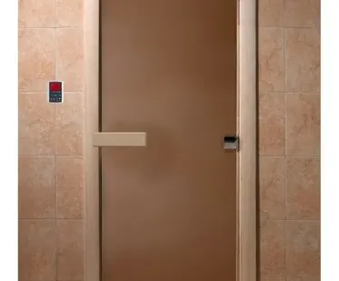 фото Дверь Бронза матовое 190*80, 8 мм 3 петли коробка ольха Банный Эксперт