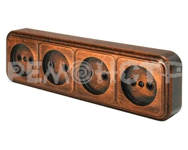 фото Розетка 4-х местная открытой установки без з/к RA 16-464 медь Викинг SVET (1/35)