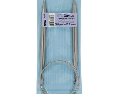 фото Спицы круговые MKN сталь (d 10.0 мм)/100 см, с металл. леской, Gamma