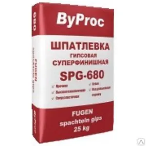 Фото №0 Шпатлевка гипсовая суперфинишная 25 кг. (0-2), ByProc SPG-680